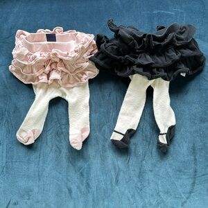 Baby Gap- Two Baby Tights with Ruffled Skirt. Size: Pink  0-3 mo Black 3-6 month